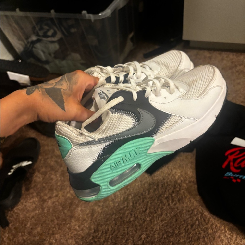 White and Teal Sneakers